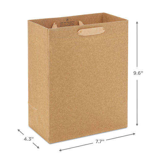 9.6" Brown Kraft Paper Medium Gift Bag, 