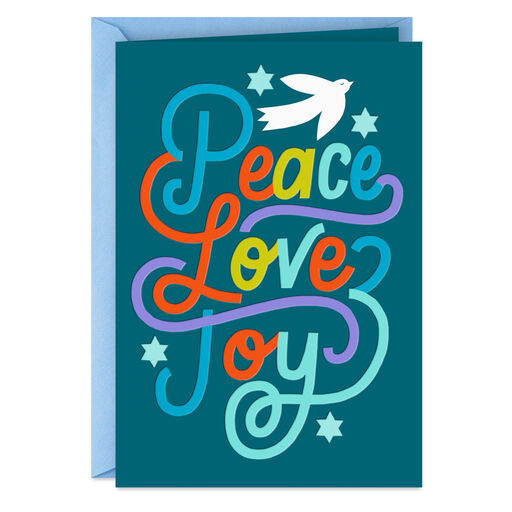 Peace, Love, Joy Dove Hanukkah Card, 