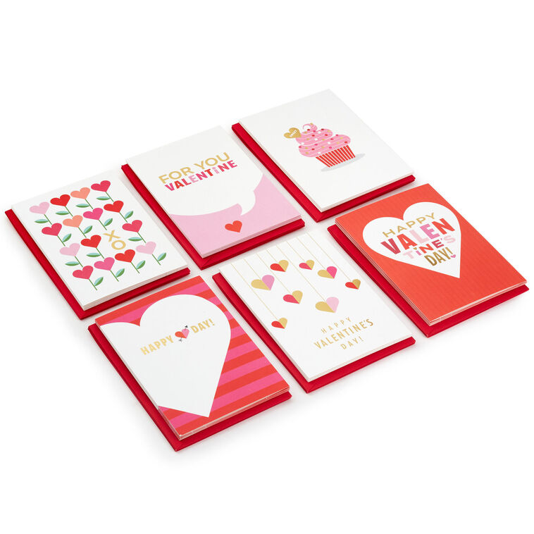 Modern Hearts Assorted Valentine's Day Cards, Pack of 36