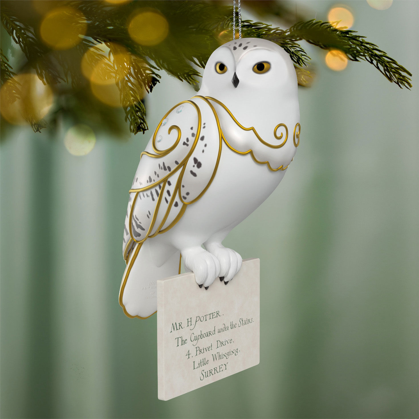 Harry Potter Hedwig With Letter Keepsake Ornament hanging on tree image number 2