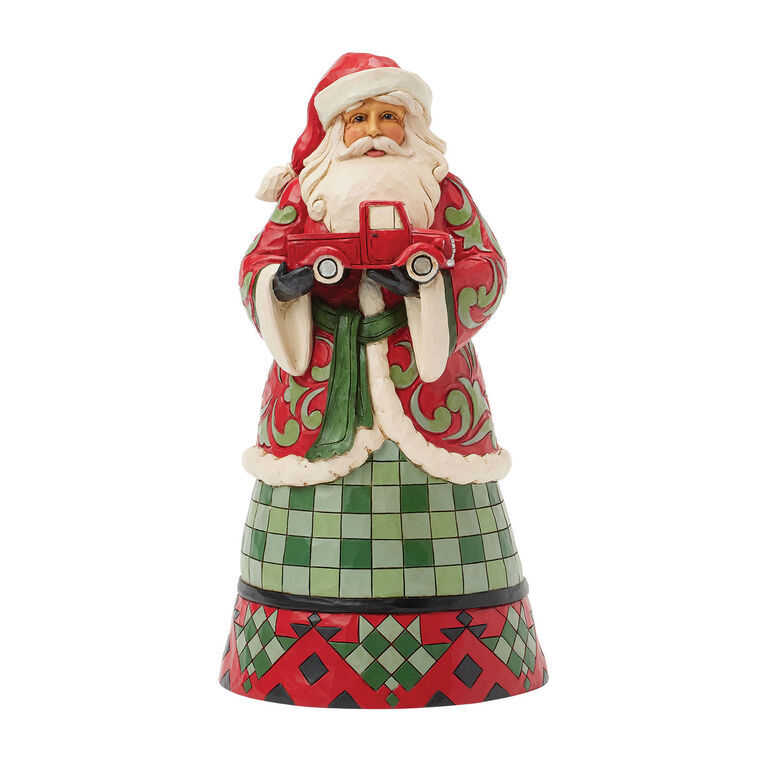 Jim Shore Heartwood Creek Santa Holding Red Toy Truck Figurine, 10"