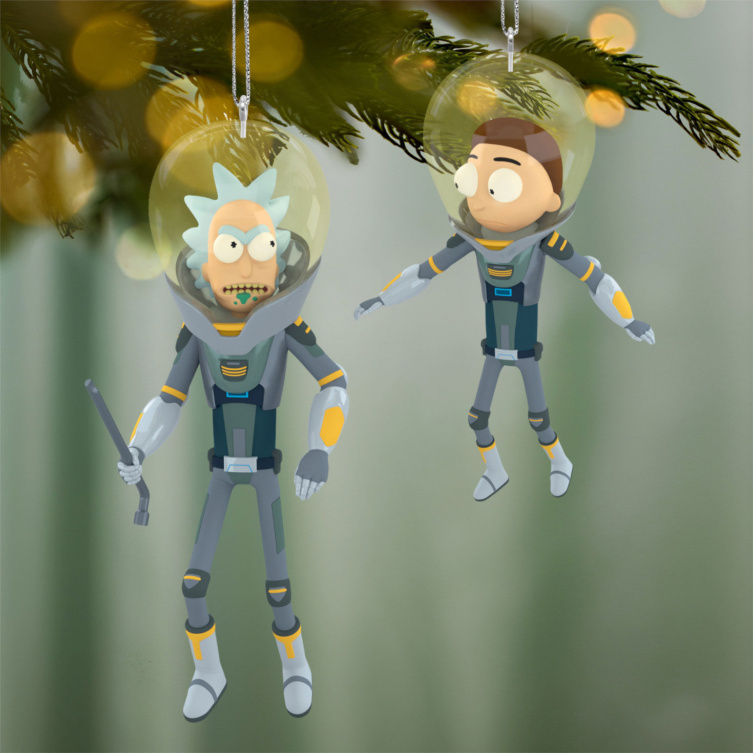 Rick and Morty in Spacesuits Keepsake Ornaments hanging on tree image number 2