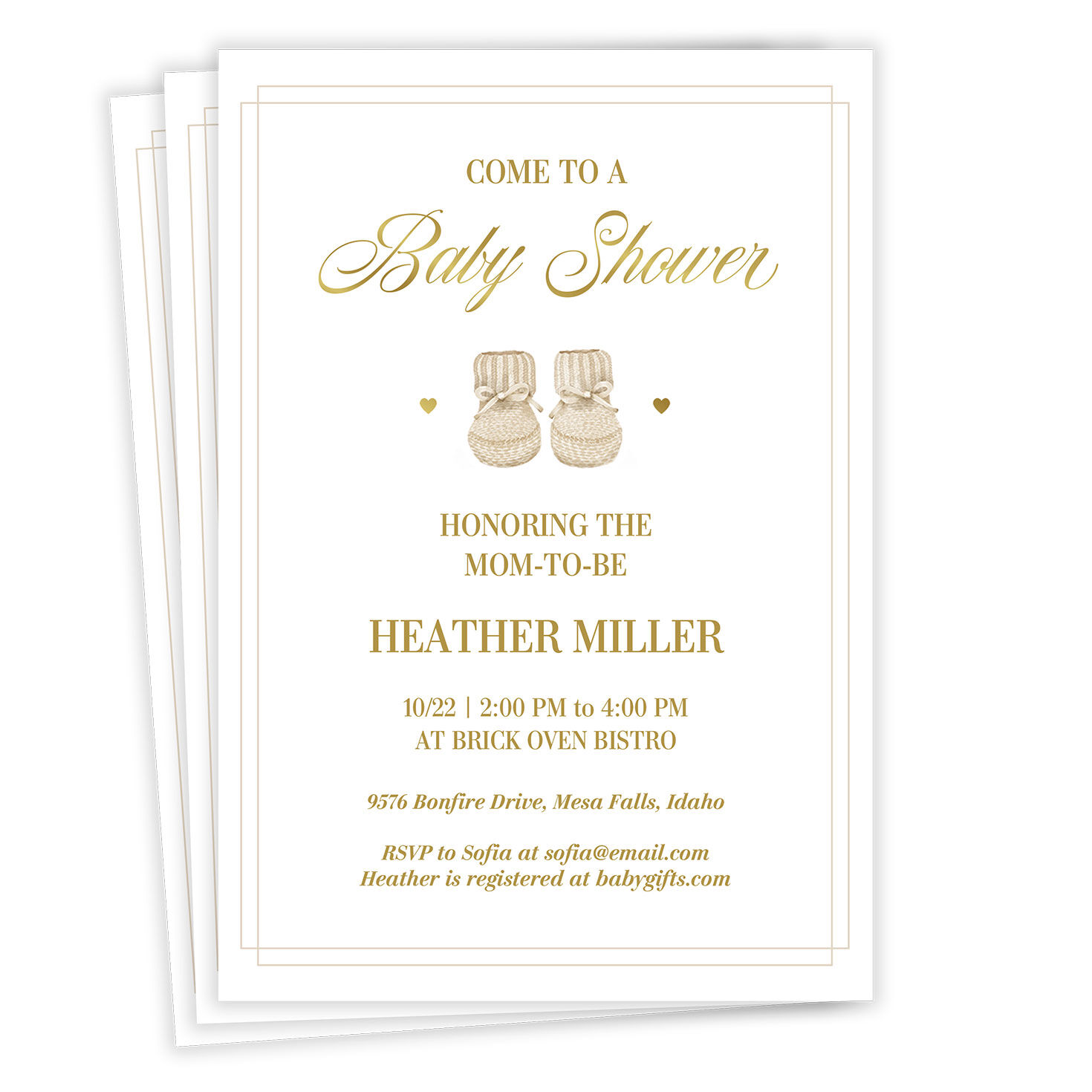 Sweet Booties Flat Baby Shower Invitation