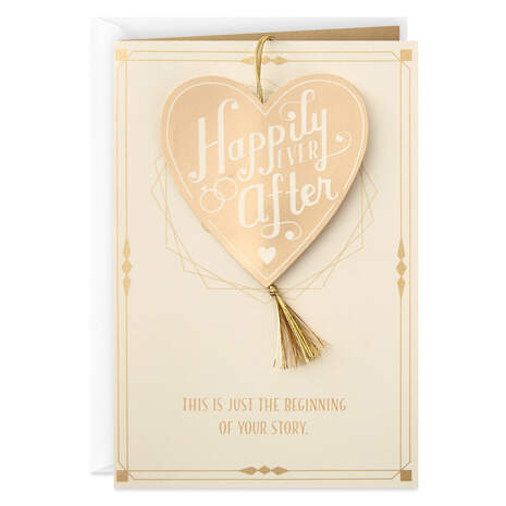 Happily Ever After Wedding Card With Heart Decoration, , large
