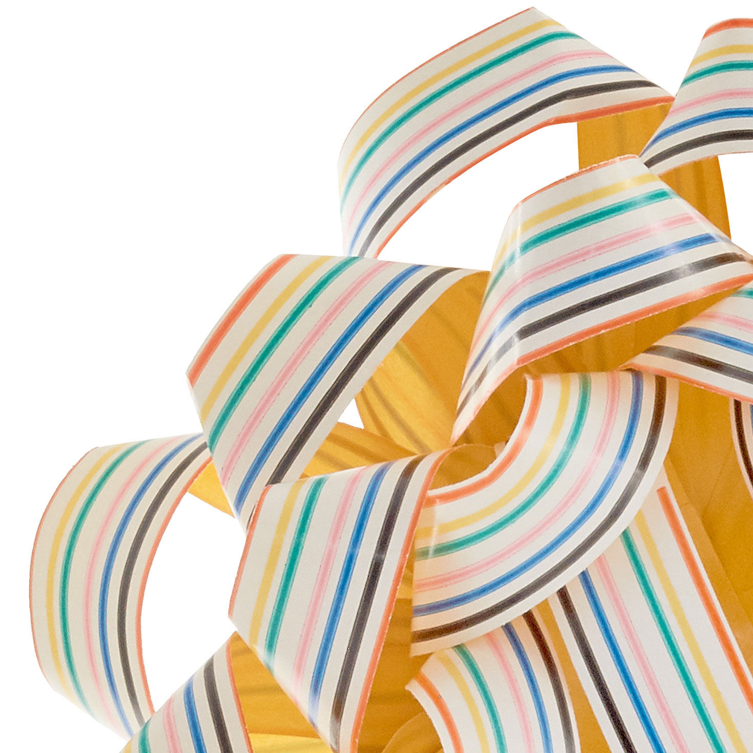 4.6" Colorful Stripes on White Recyclable Gift Bow, Colorful Stripes, large image number 4
