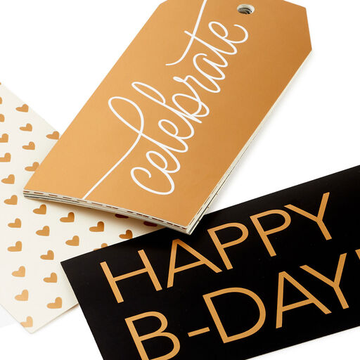 Assorted Black, White and Gold 12-Pack Gift Tags, 