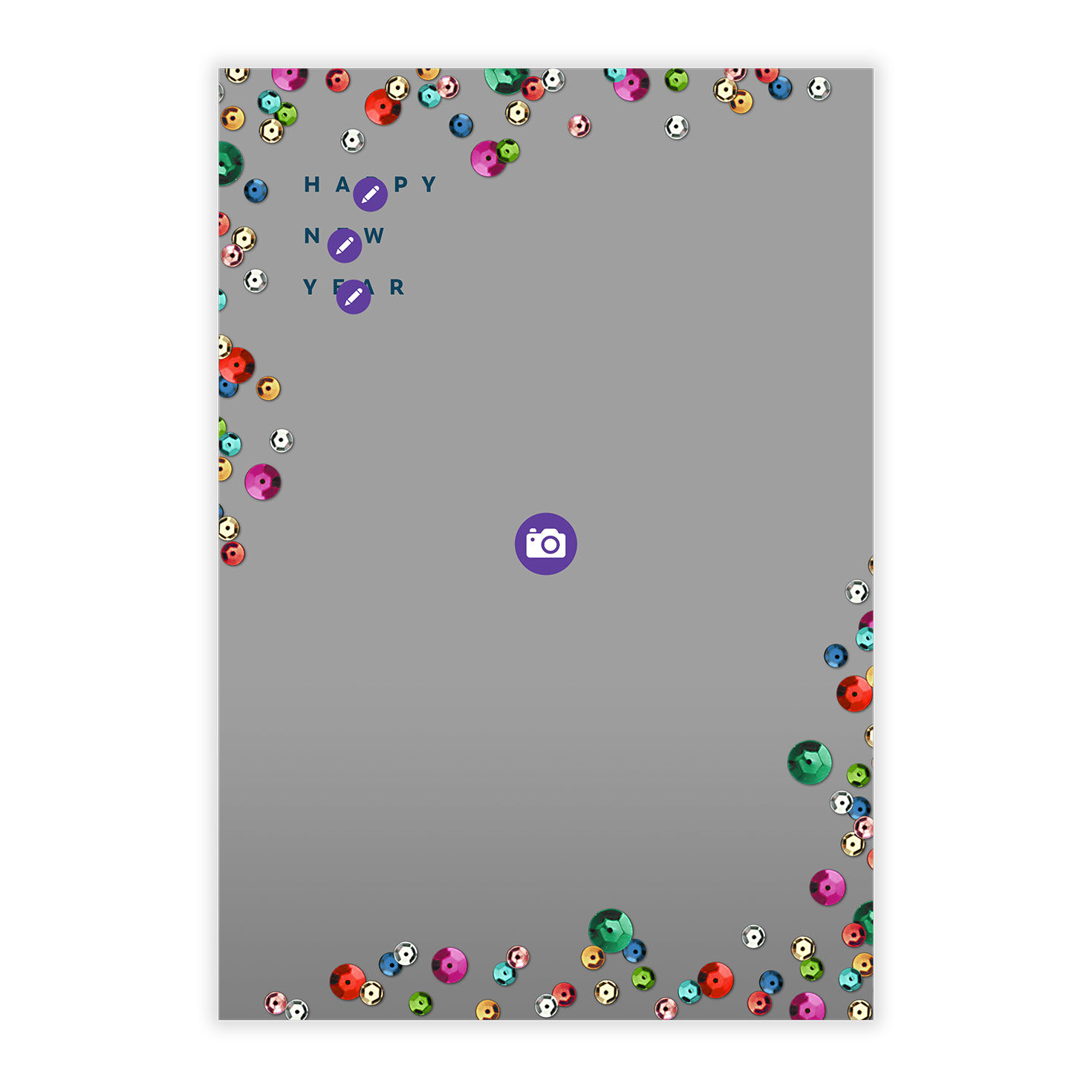 Sequin Sparkle Flat New Year Photo Card, , large image number 5