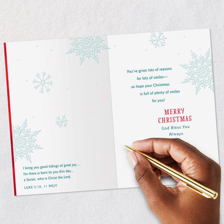 Happy Snowman Religious Grandson Christmas Card Signing card image number 7