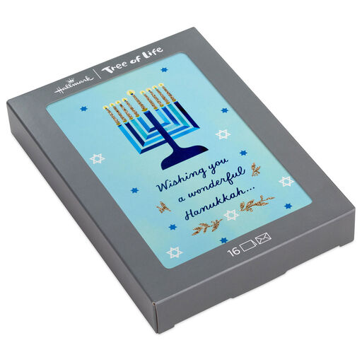 Blue Menorah Boxed Hanukkah Cards, Pack of 16, 