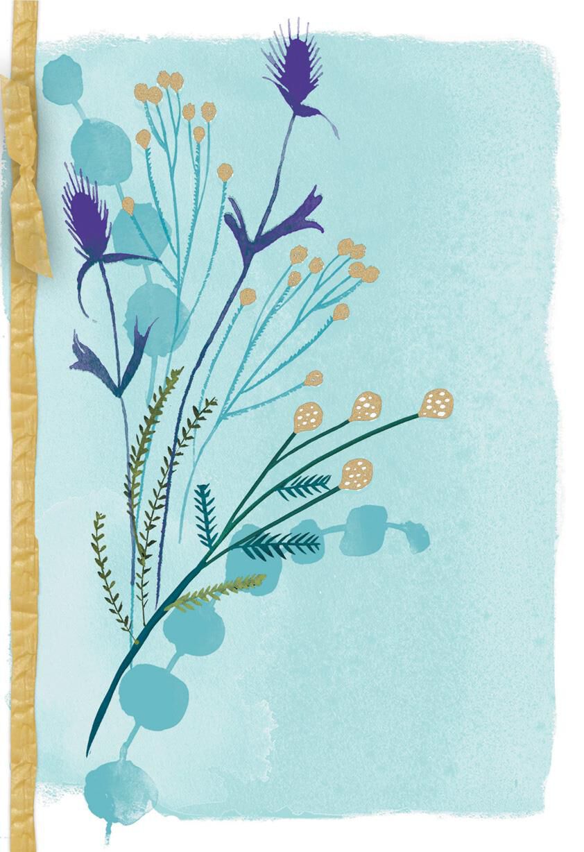 Watercolor Wheat Stalks Blank Sympathy Card