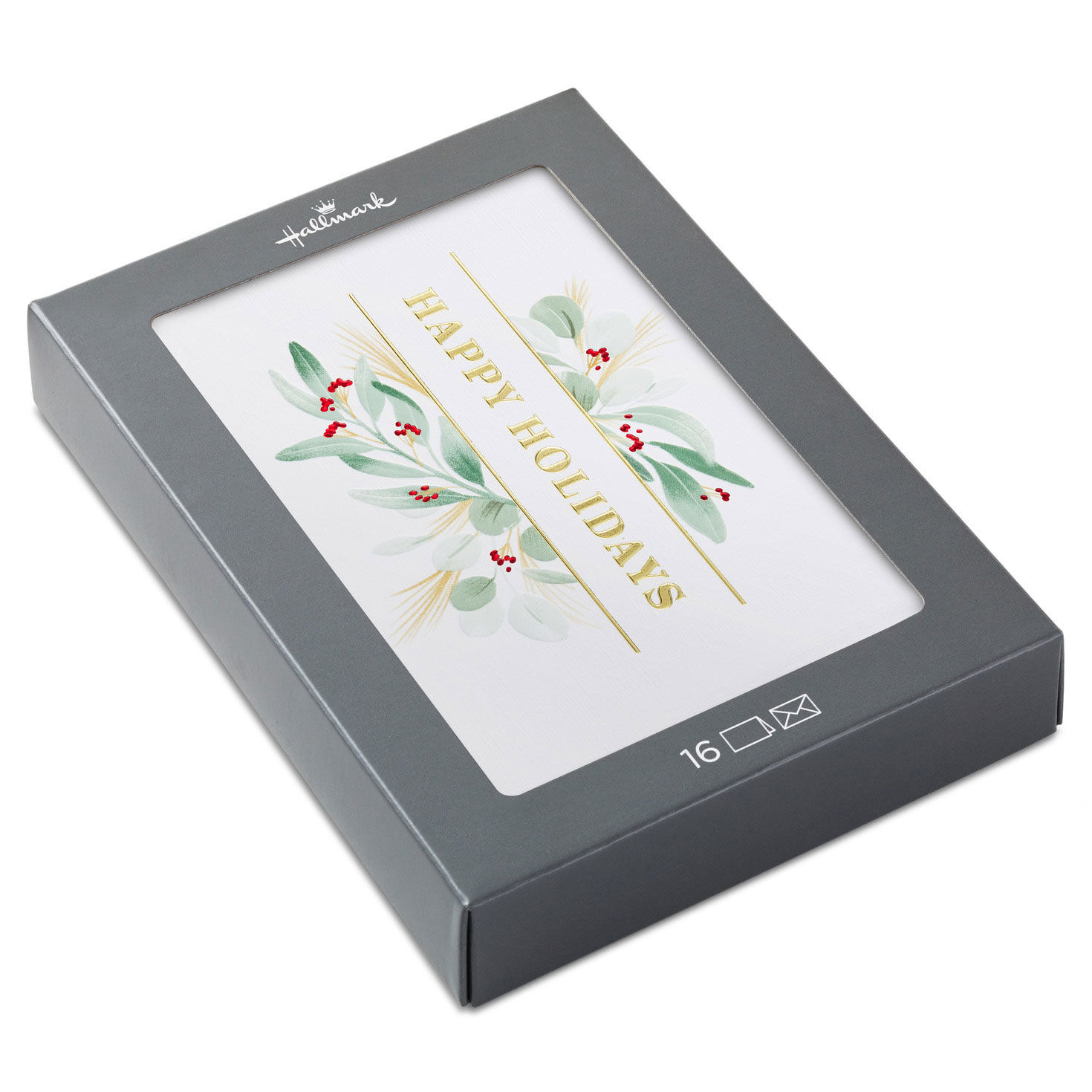 Upscale Botanical Wishes Boxed Christmas Cards, Pack of 16