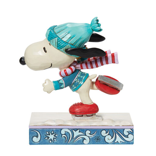 Jim Shore Peanuts Snoopy & Woodstock Ice Skating Figurine, 6.2", 