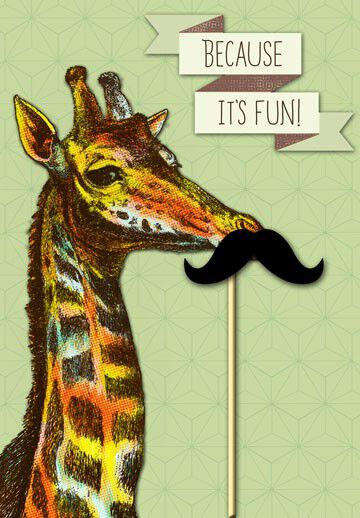 Giraffe with Moustache Birthday Card