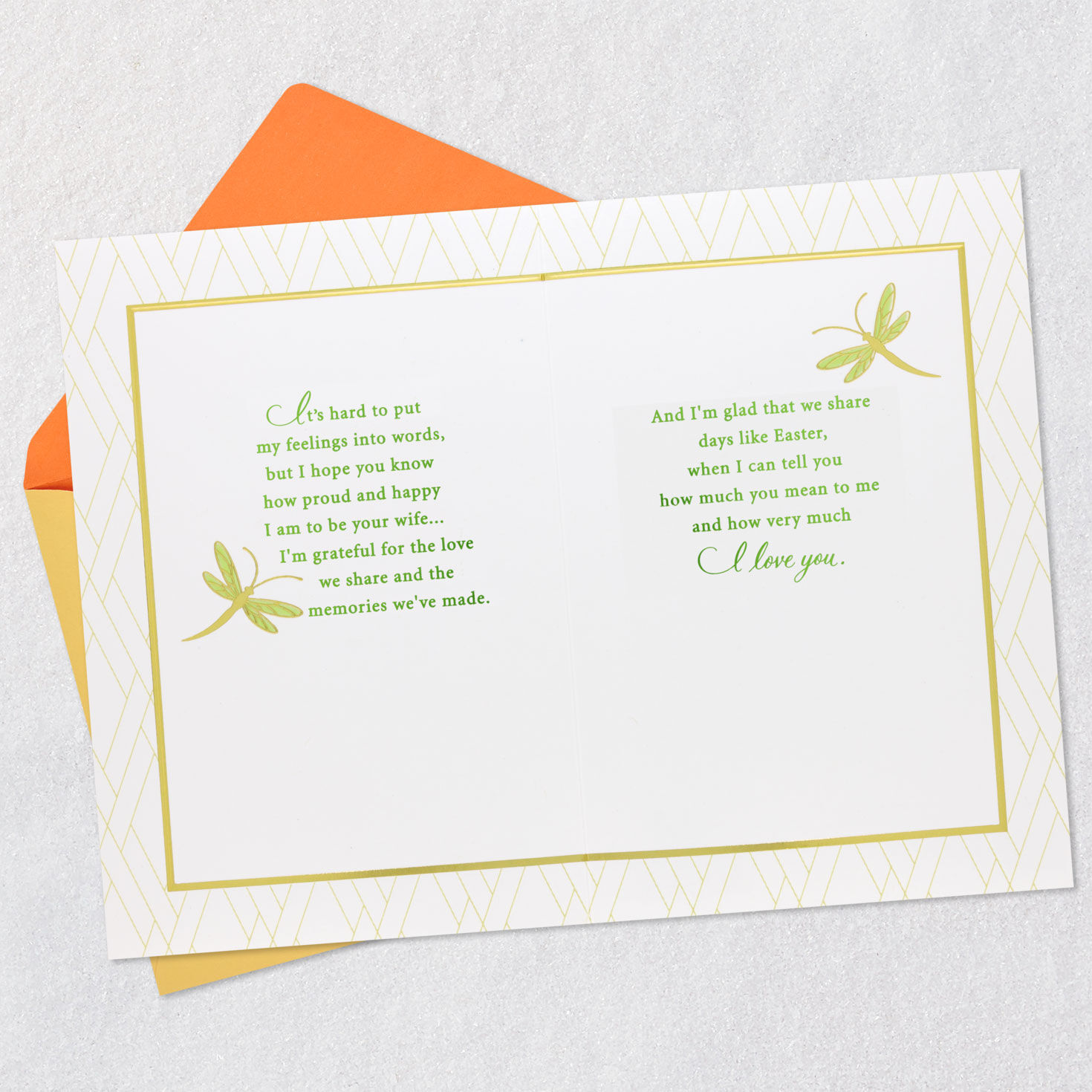 Blue Iris and Dragonflies Easter Card for Husband Open card with envelope image number 4