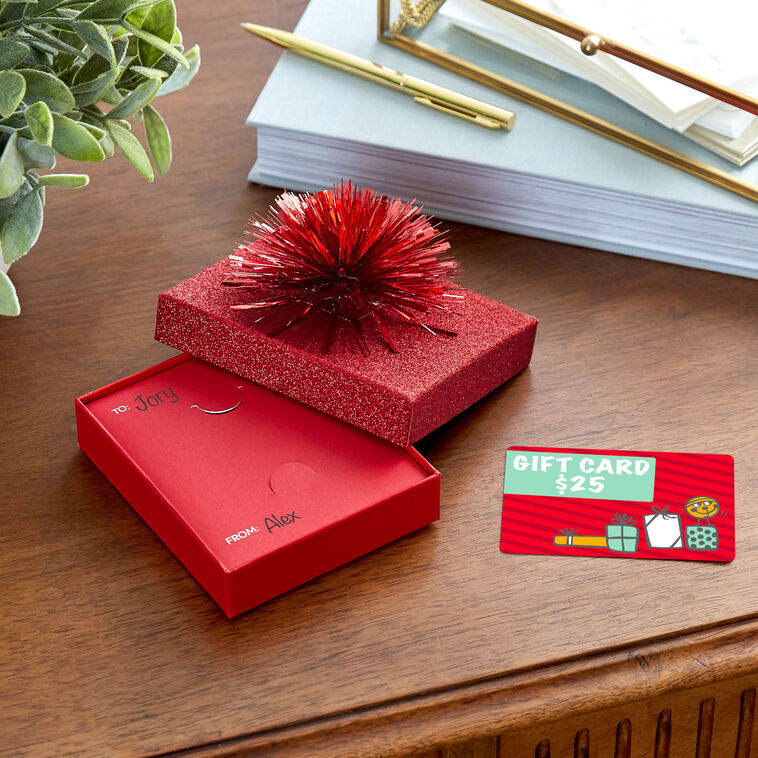 4.5" Red Glitter Gift Card Holder Box With Bow 4.5" Red Glitter Gift Card Holder Box With Bow
