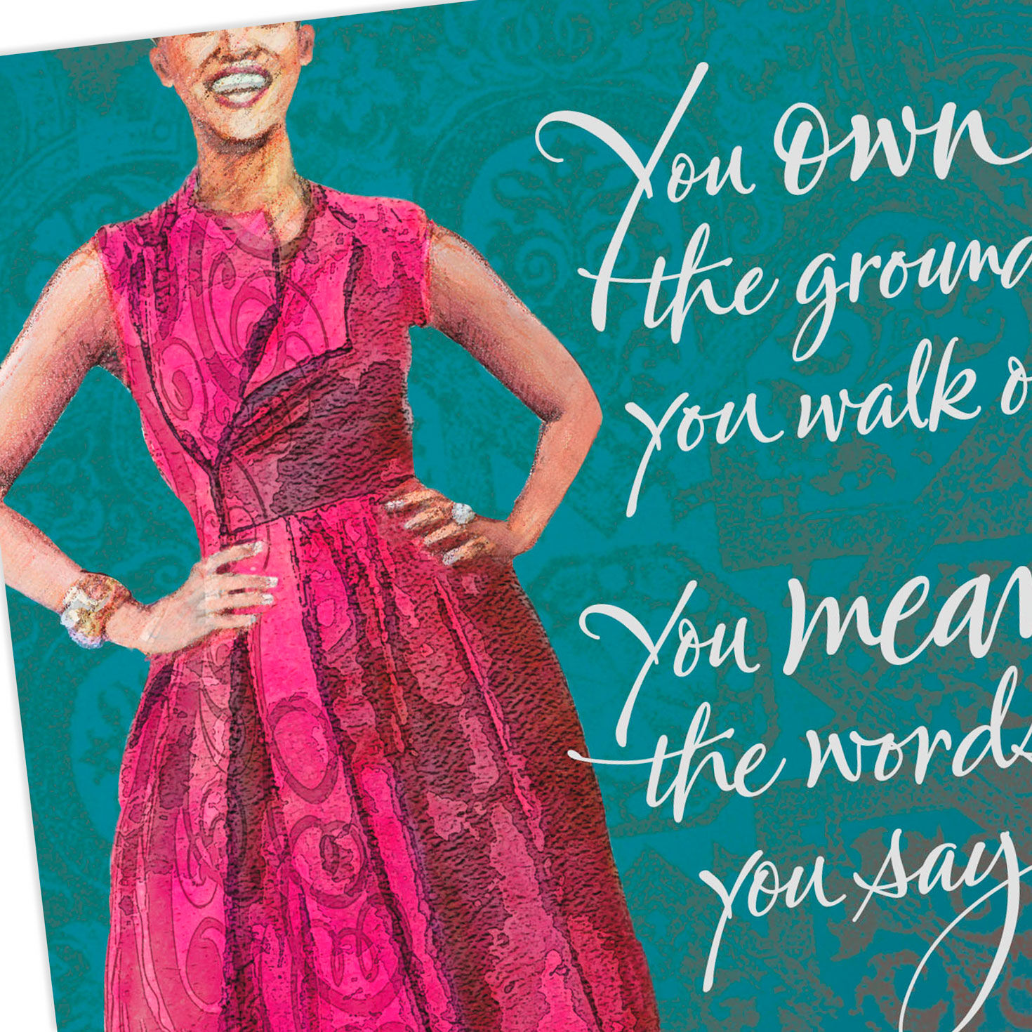 Black Woman in Pink Dress Birthday Card Card Front Detail image number 4