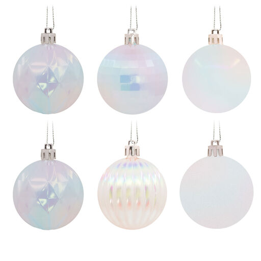 24-Piece White Shatterproof Christmas Ornaments Set, 