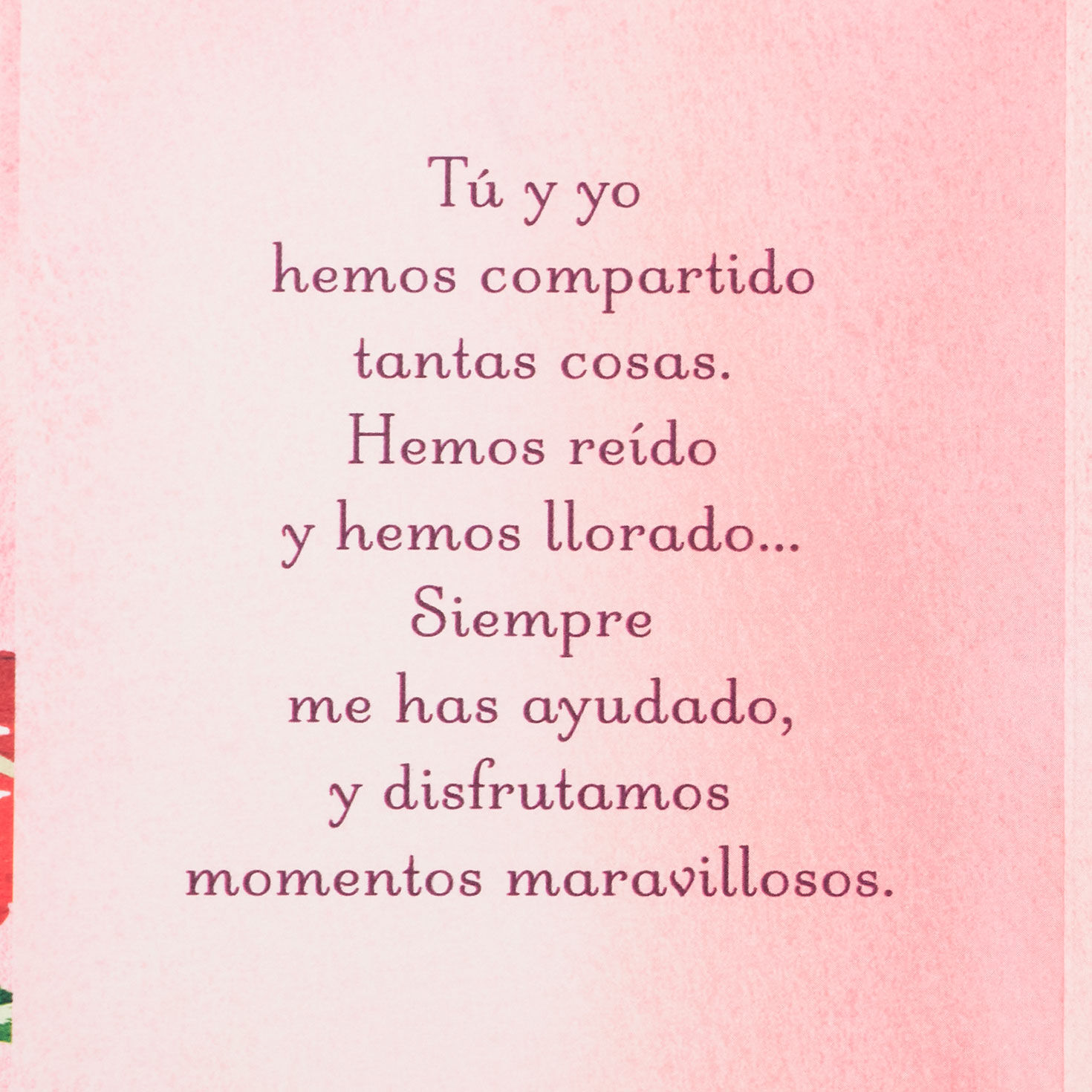 Red Floral Christmas Card in Spanish for Mom Sentiment image number 2