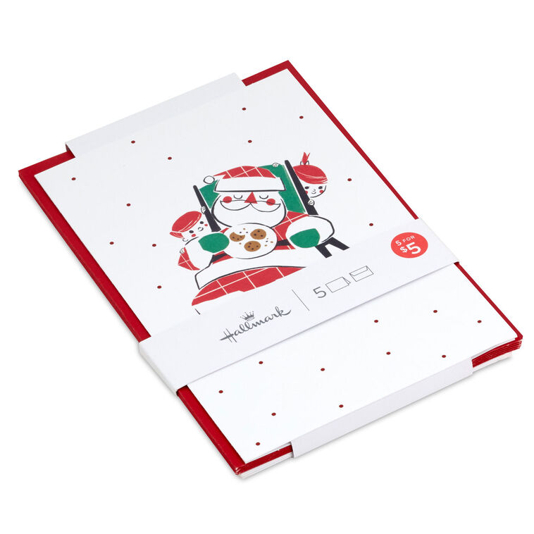 Santa Tuckered Out Packaged Christmas Cards, Set of 5