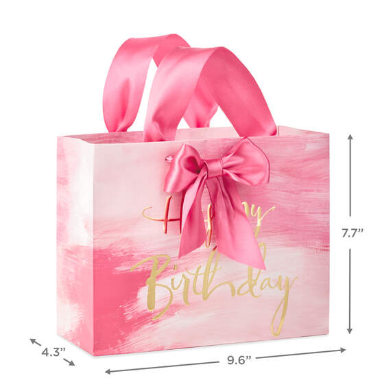 Pink Watercolor Happy Birthday Medium Gift Bag, 7.75", , large image number 3