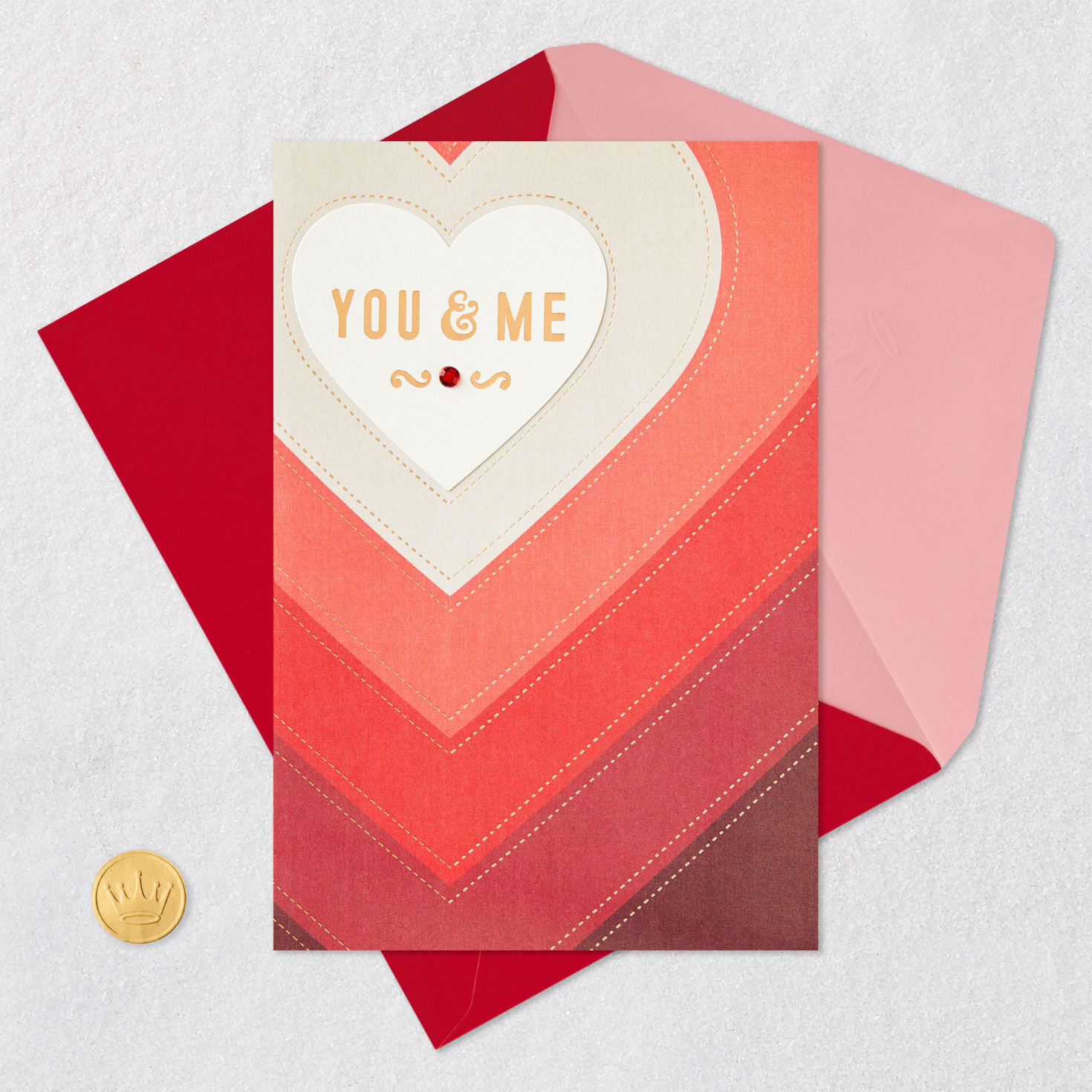 You & Me Valentine's Day Card Card Front with Envelope and Gold Seal image number 5