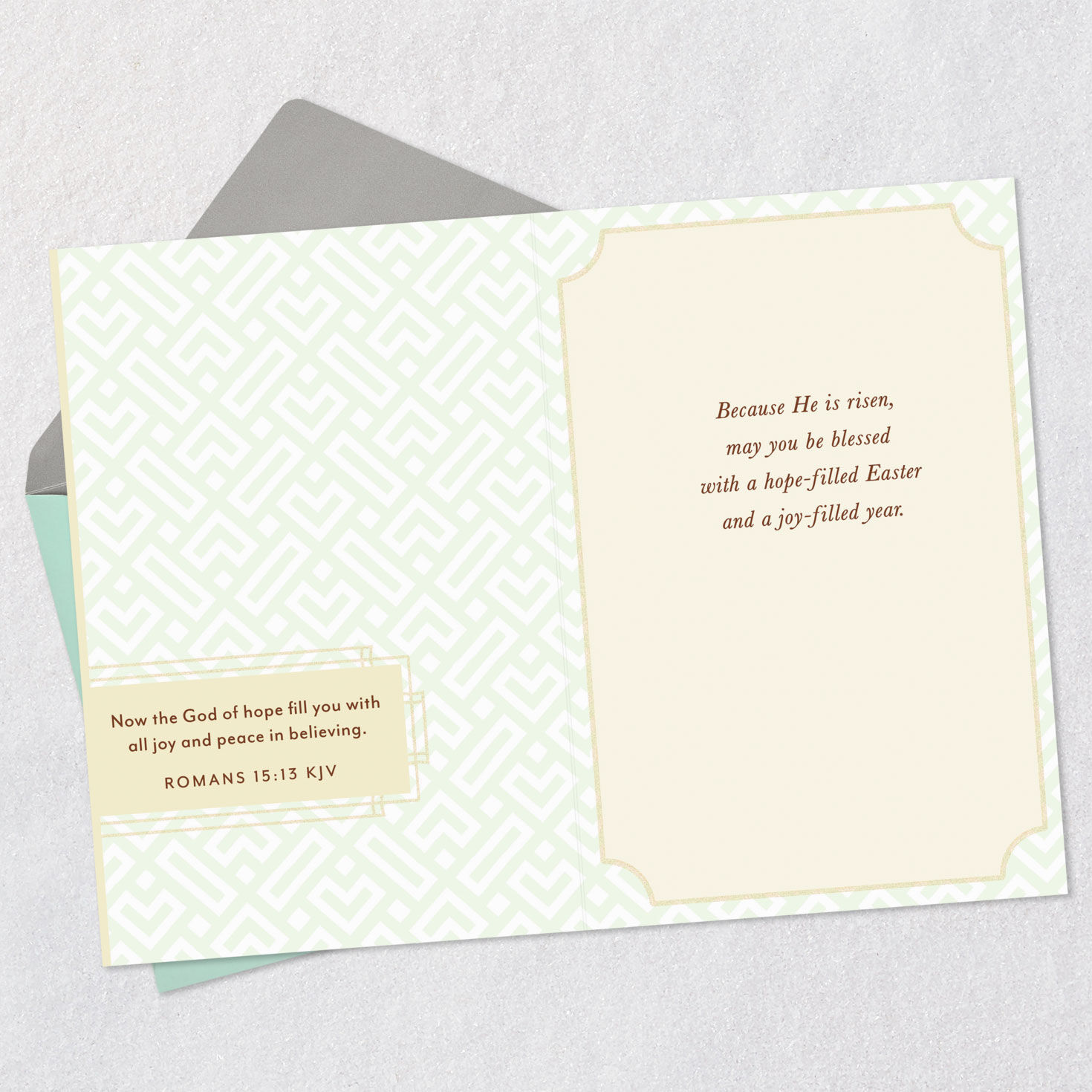 White Lilies on Yellow Religious Easter Card Open card with envelope image number 4