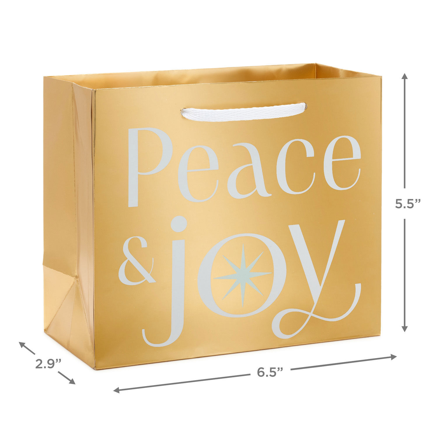 Peace and Joy Small Holiday Gift Bag measurement image number 3