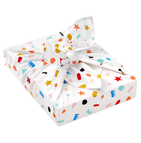 26" Geometric Confetti on Cream Fabric Gift Wrap, , large image number 1