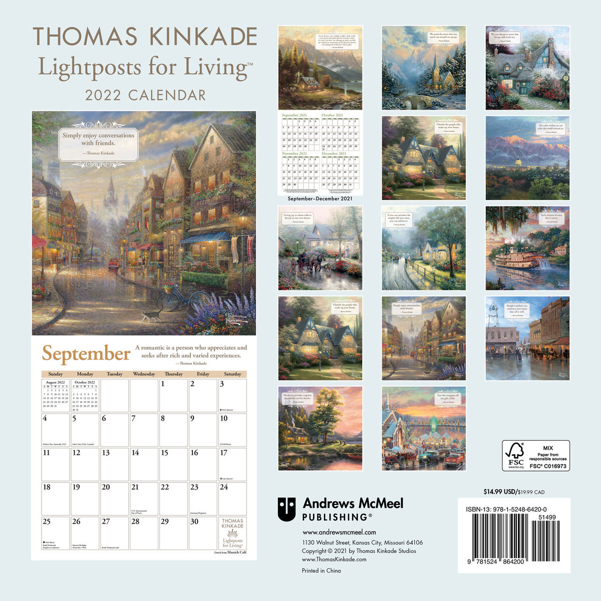 Thomas Kinkade Lightposts for Living 2022 Wall Calendar, 16-Month ...