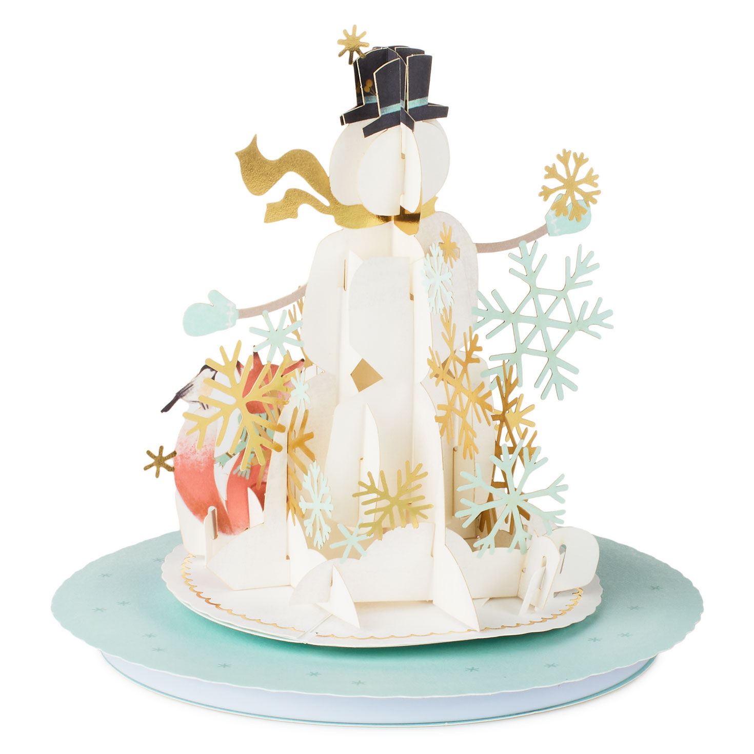 Pop-up Snowman and Fox Christmas Card Pop-up Card Detail back image number 5
