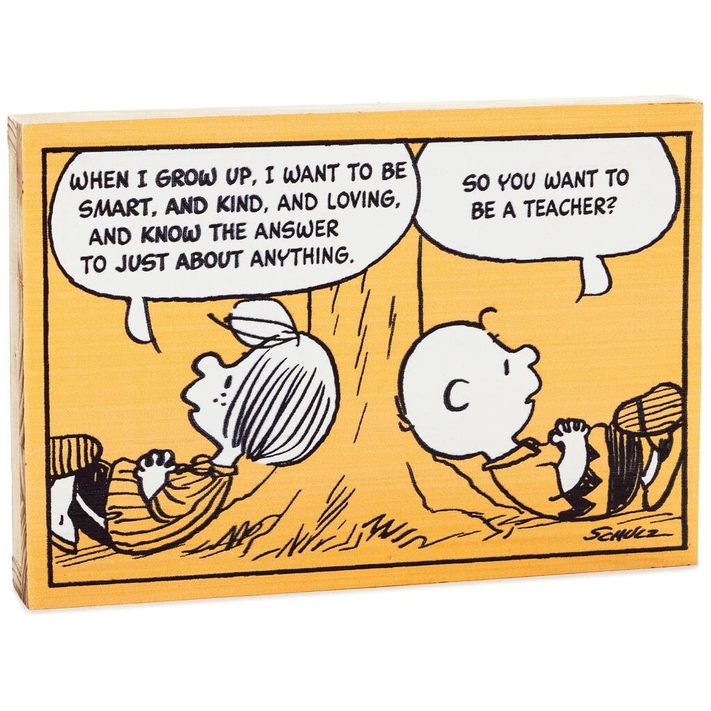 Peanuts® I Want to Be a Teacher Wood Sign, 7.25x5 Wall Decor Hallmark