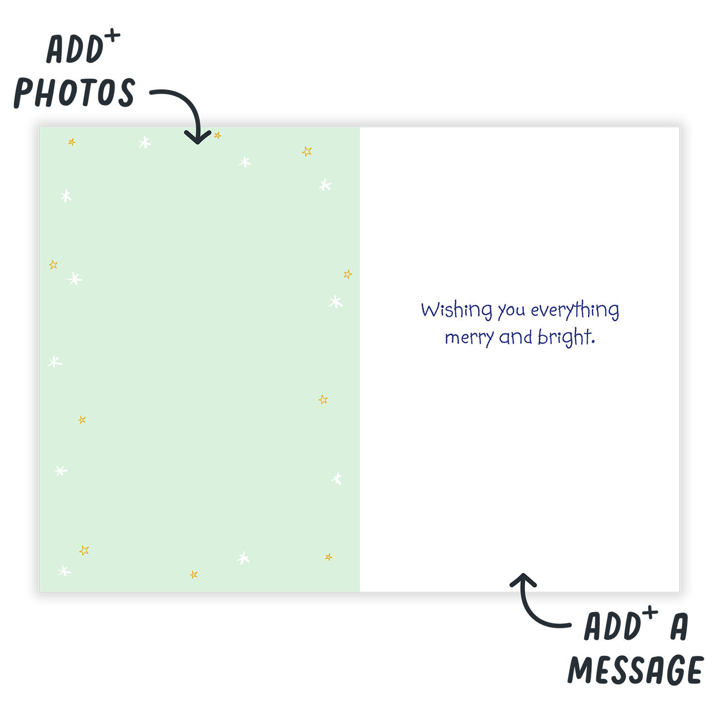 Dinosaur Placing Star Personalized Christmas Card Open Card indicating personalization image number 3
