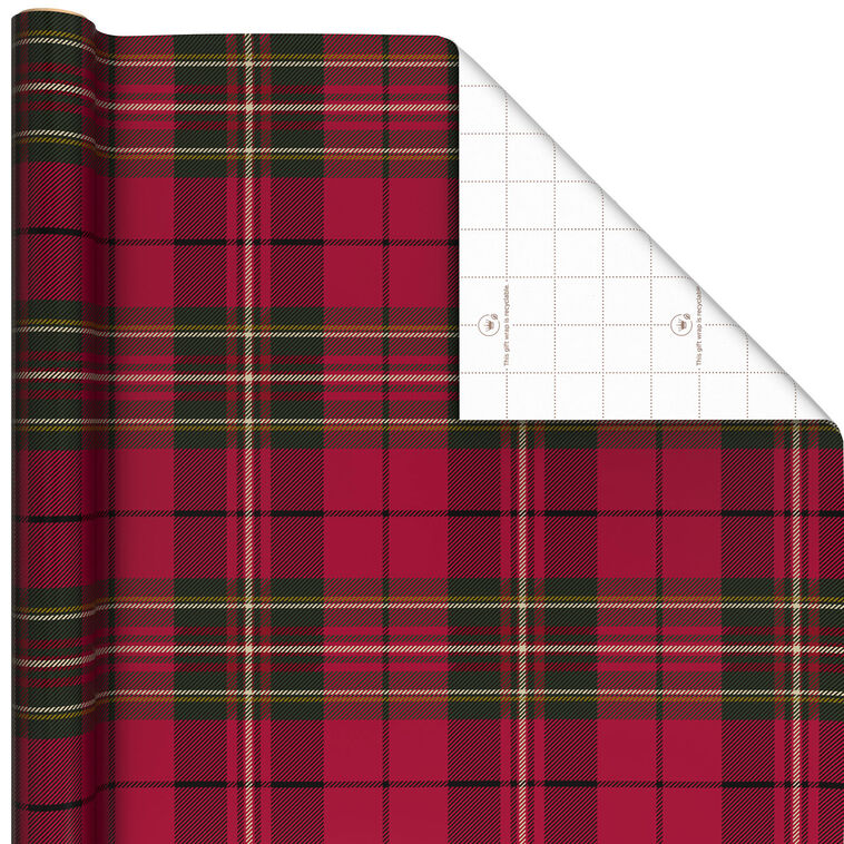 Classic Red Plaid Jumbo Christmas Wrapping Paper Roll, 90 sq. ft.