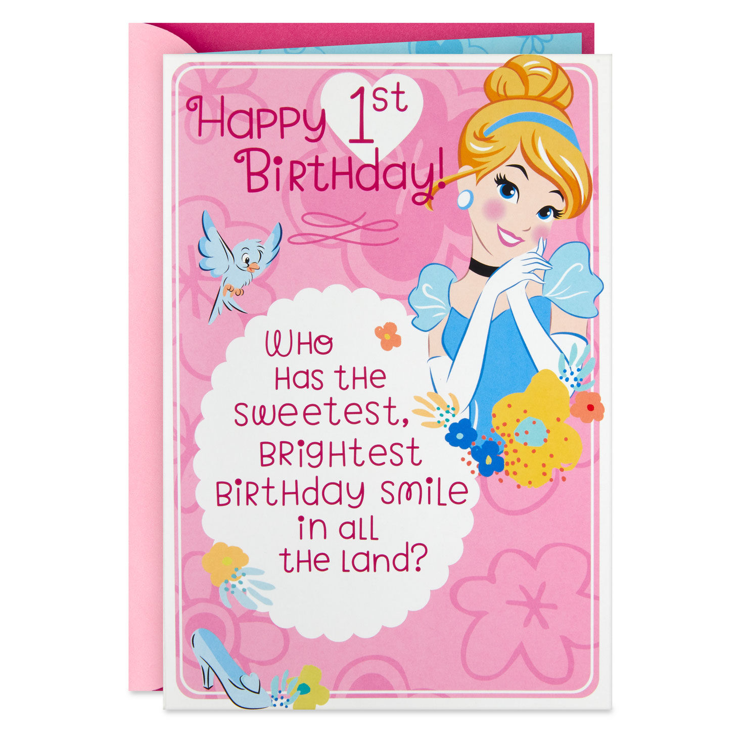 Disney Cinderella Musical First Birthday Card for Girls With Light