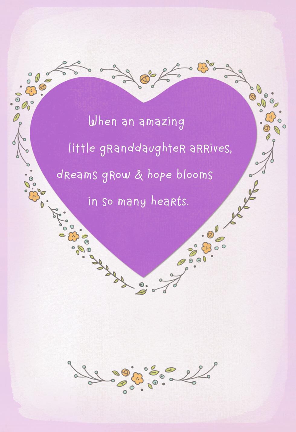 Dreams Grow and Hope Blooms New Baby Granddaughter Card