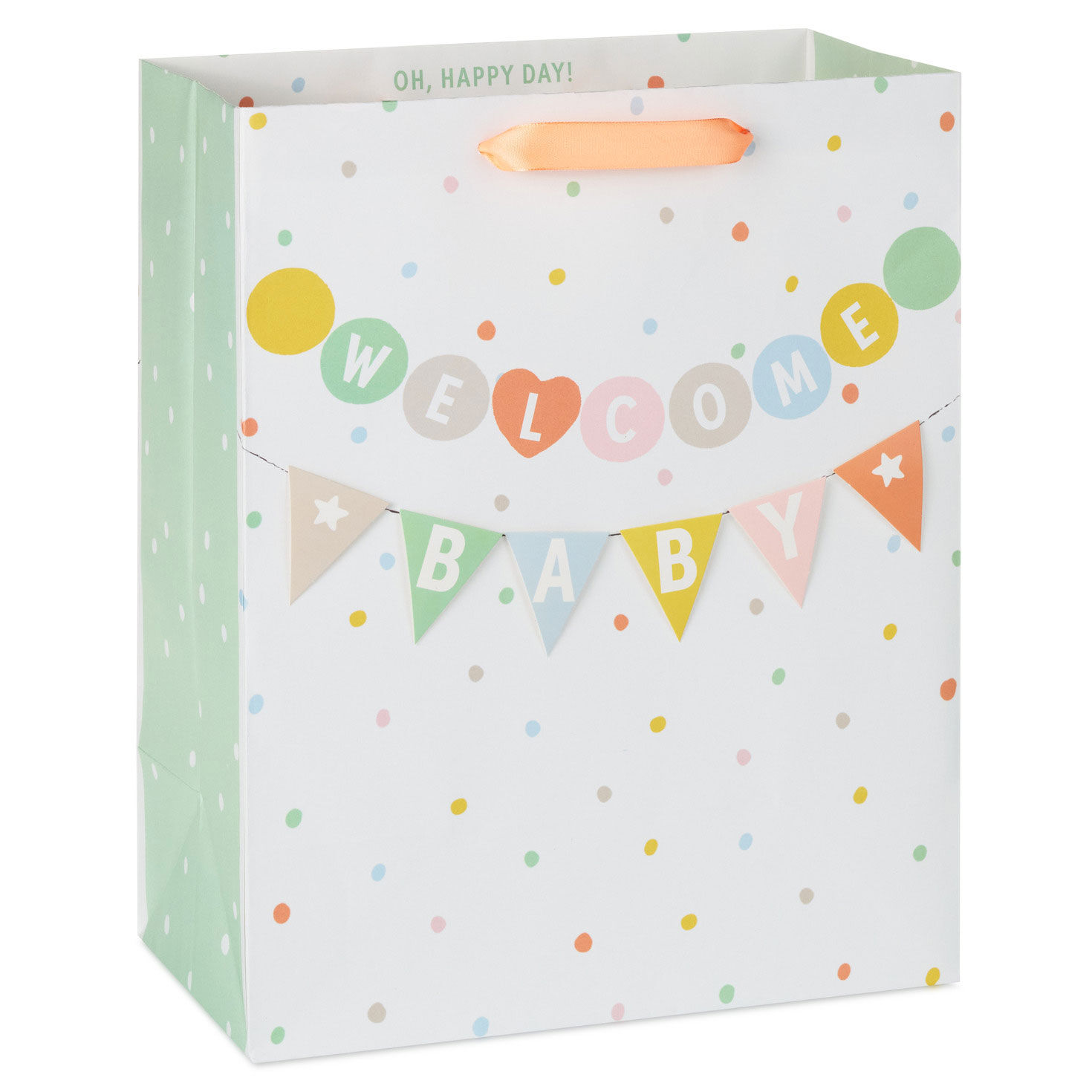 Welcome Baby Banner With Polka Dots Large Gift Bag Front image number 1