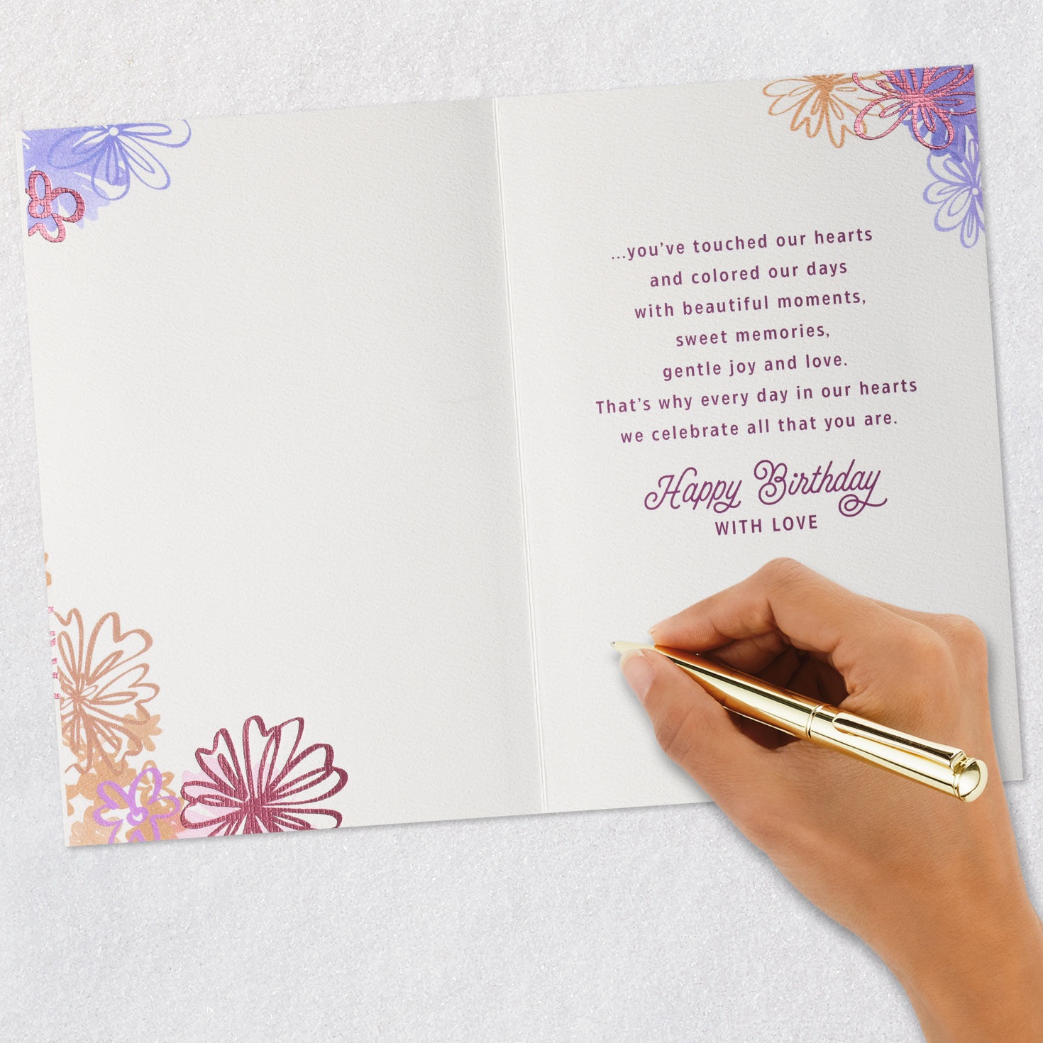 Girl and Flowers Granddaughter Birthday Card Signing card image number 6
