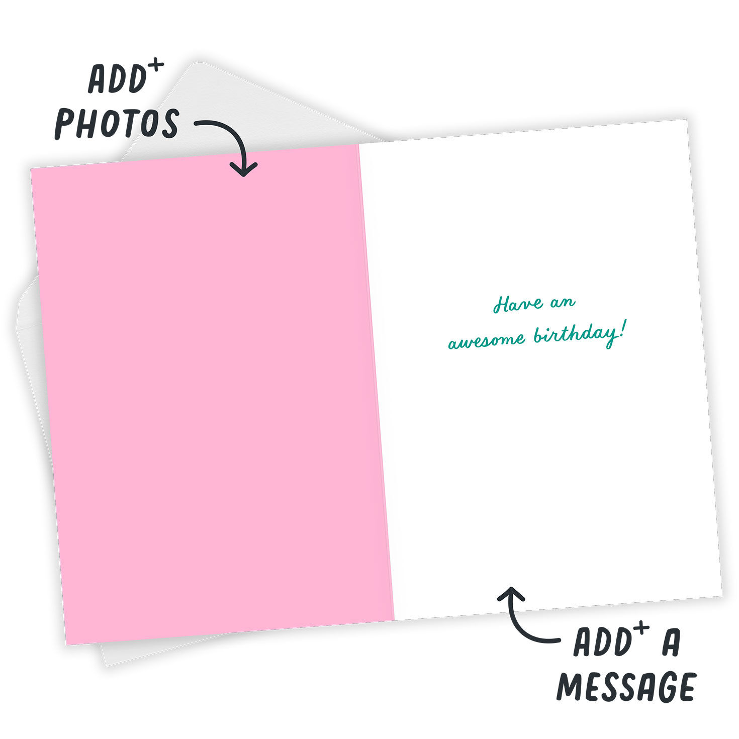 Awesome You Heart Personalized Birthday Card Open Card with Envelope indicating personalization image number 4