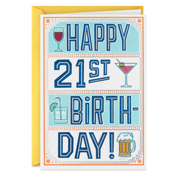Cheers to 21 Funny Birthday Card, , large image number 1