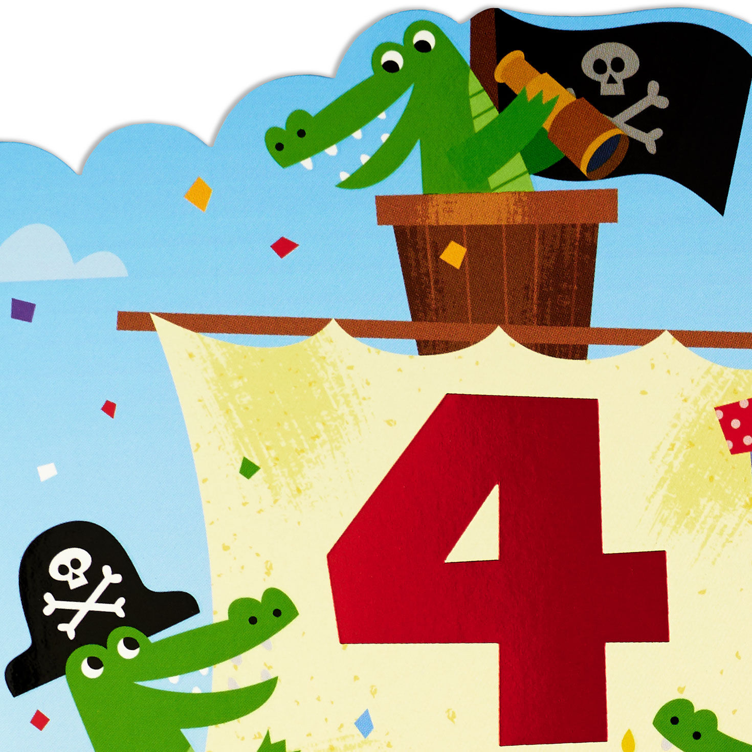 Pirate Ship Party 4th Birthday Card for Kids, , large image number 4