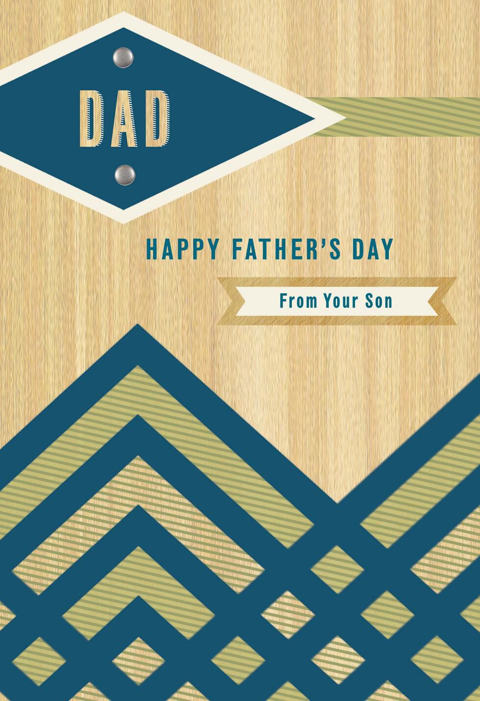 Modern Woodgrain Father's Day Card From Son