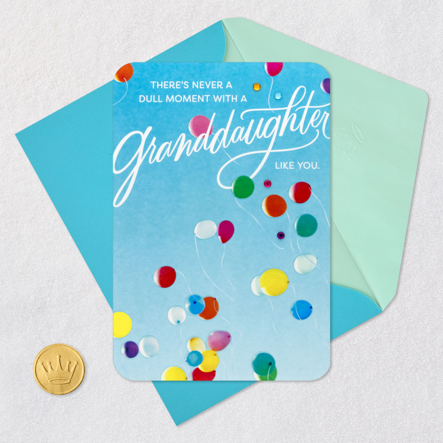 Balloons Birthday Card for Granddaughter Card Front with Envelope and Gold Seal image number 6