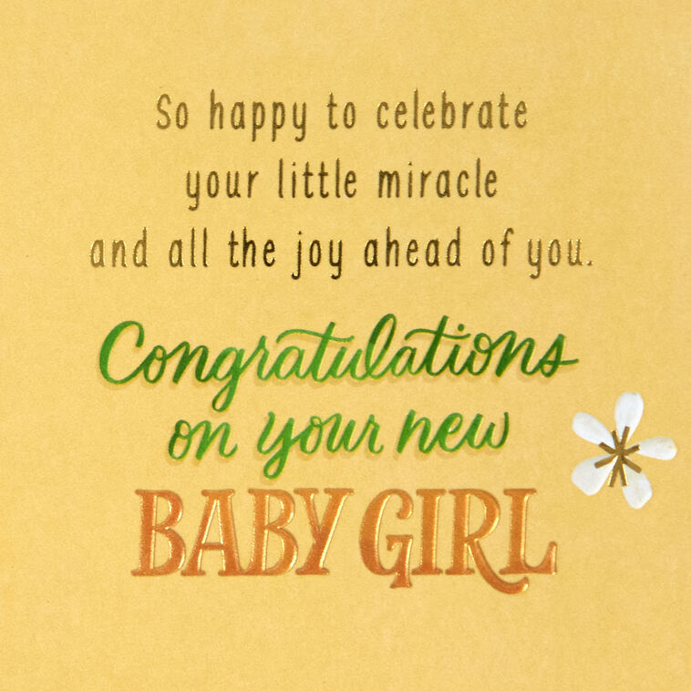 Oranges and Flowers New Baby Girl Card Sentiment image number 2