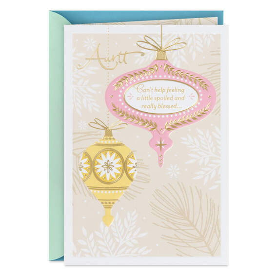 Feeling Spoiled and Blessed Religious Christmas Card for Aunt, , large image number 1