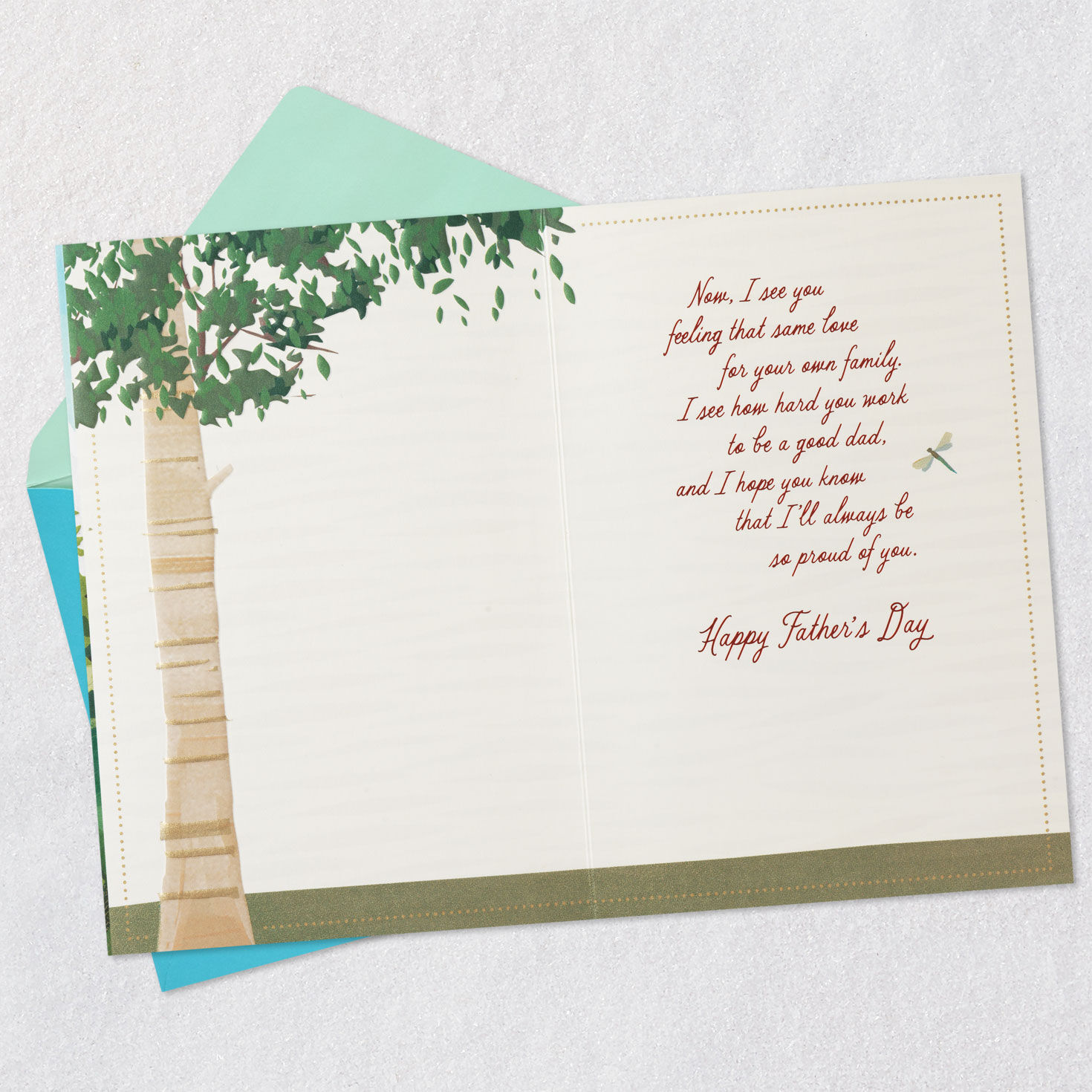 Mountain Stream Son Father's Day Card Open card with envelope image number 3