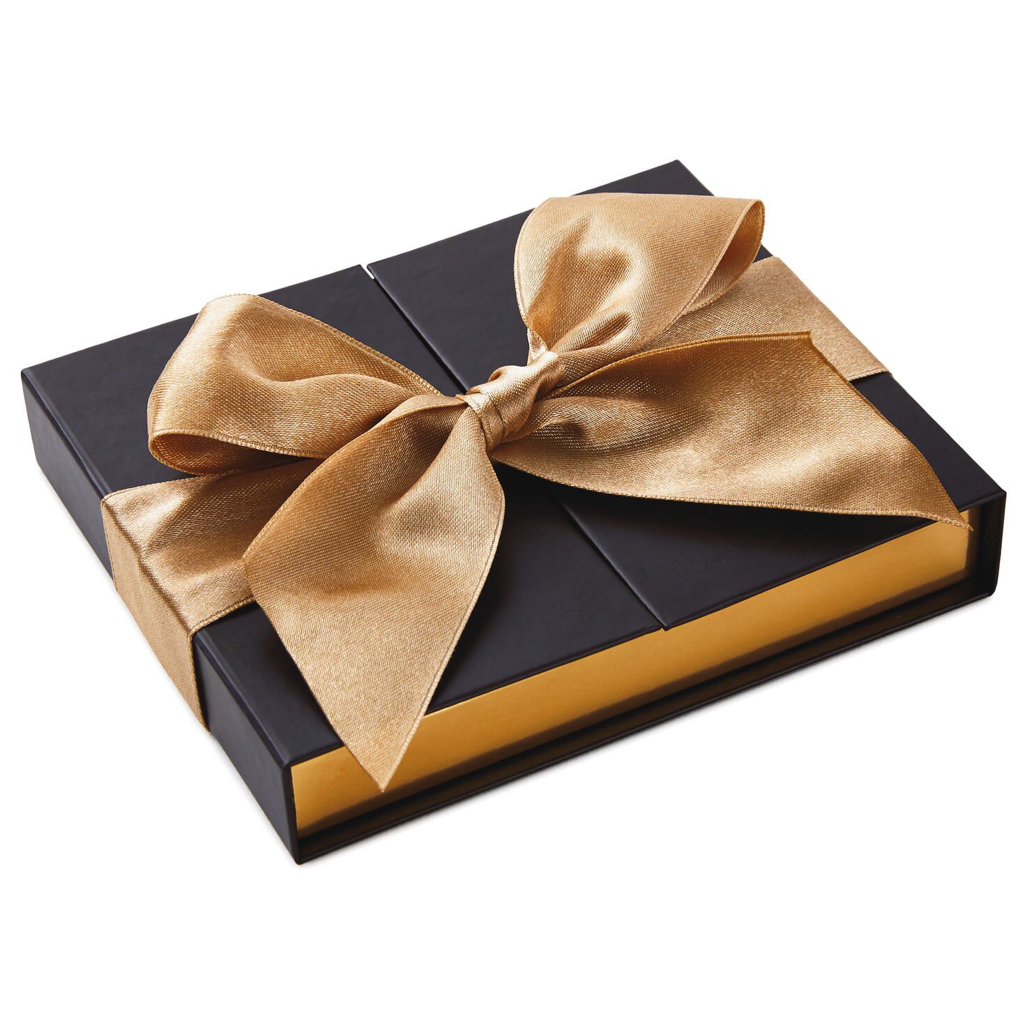 Black Gift Card Holder Box With Gold Ribbon Bow - Gift Card