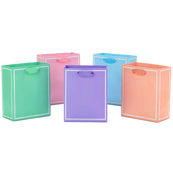 6.5" Assorted Pastel Colors 5-Pack Gift Bags