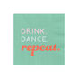 Green "Drink, Dance, Repeat" Cocktail Napkins, Set of 16, , large image number 1