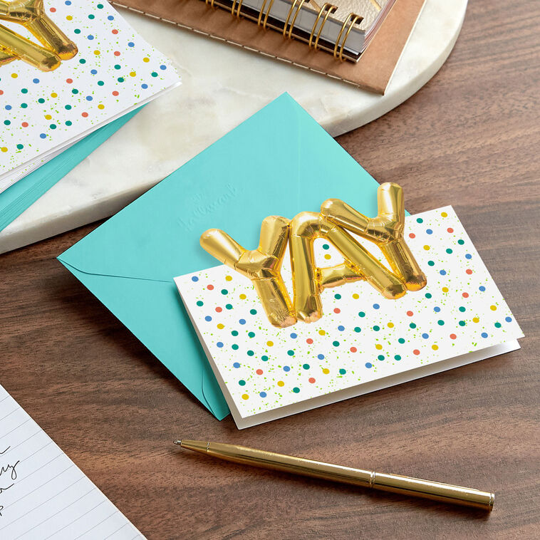 Gold Balloon Yay Blank Note Cards Pack  image number 7