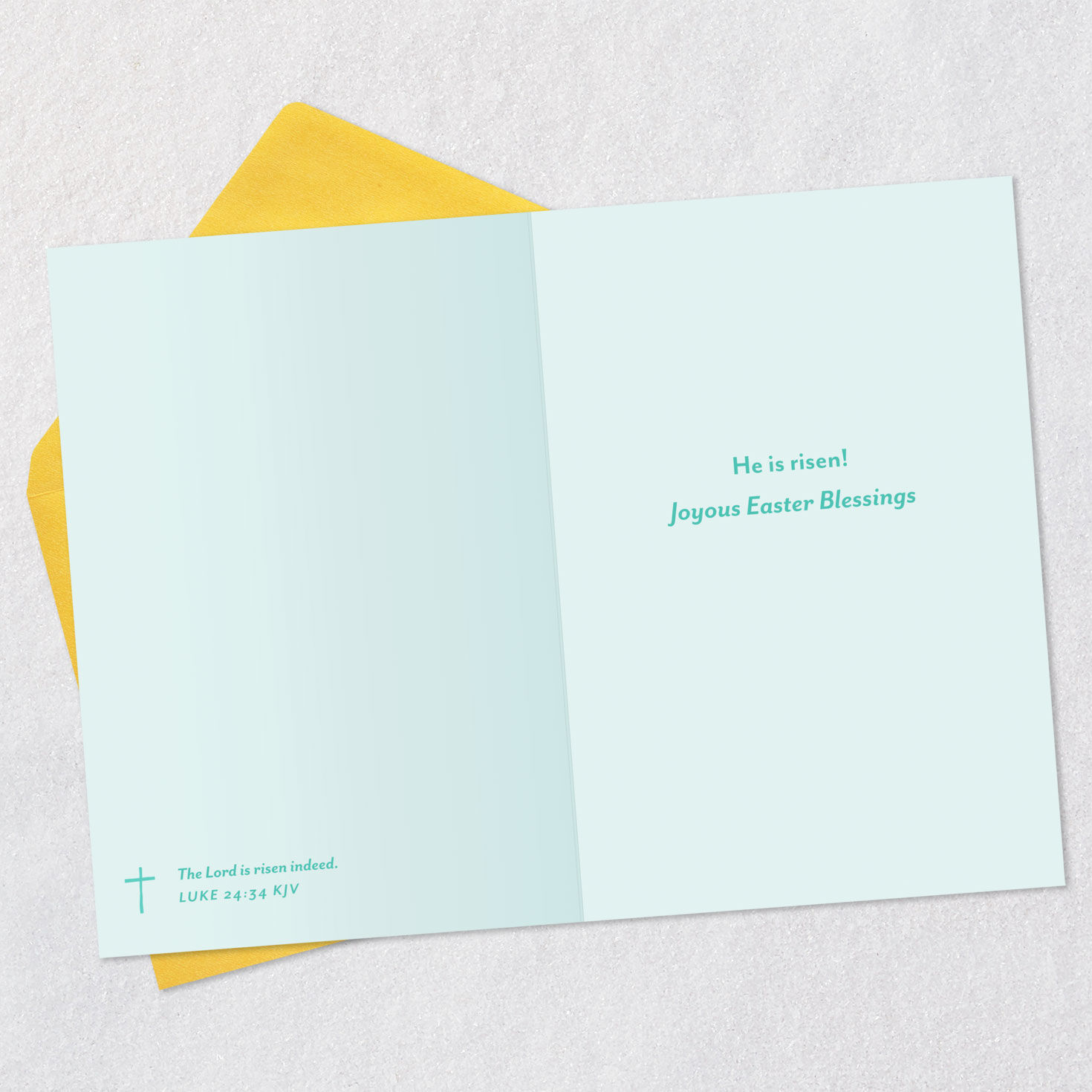 Peach and Mint Green Floral Easter Card Open card with envelope image number 4